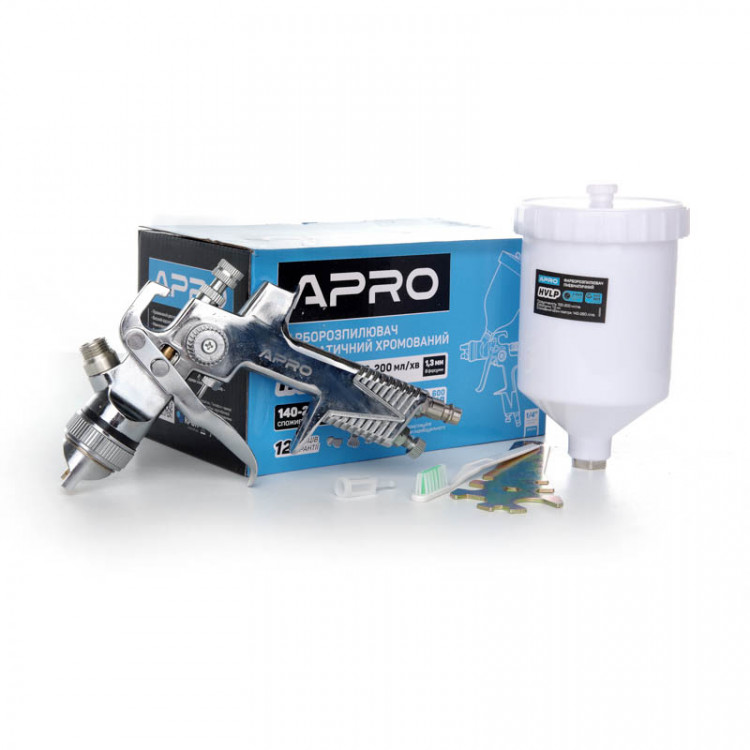 Фарборозпилювач HVLP ?1.3мм в/б пласт. 600мл (хром) APRO
