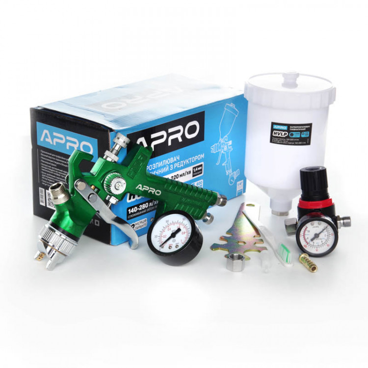 Фарборозпилювач HVLP ?1.4мм в/б пласт. 600мл з редуктором APRO