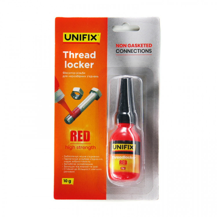 Фіксатор різьби для нерозбірних з'єднань UNIFIX червоний 10 г
