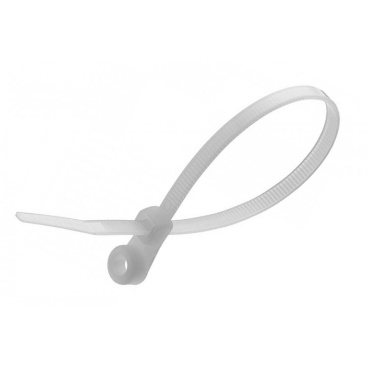 Хомут нейлоновий з кільцем 4х150 білий APRO (пач. 100шт)