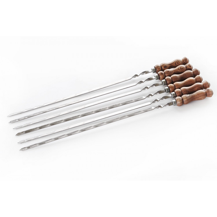 Шампур Premium з дерев'яною ручкою (масло+віск) колір-горіх з нержавіючої сталі, 730*12*3