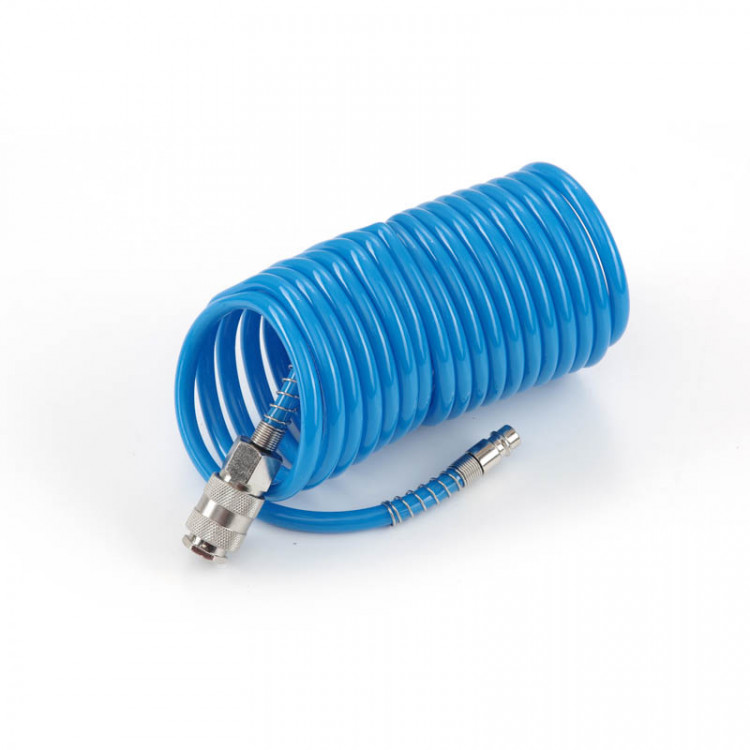 Шланг спіральний поліуретановий з швидкоз'ємними з'єднаннями 5,5*8мм, 15м APRO