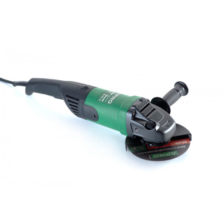 Шліфмашина кутова (болгарка) 230/2300 ПРКМ APRO / 2300 W / 6500 об/хв / плавний пуск, запасні щітки