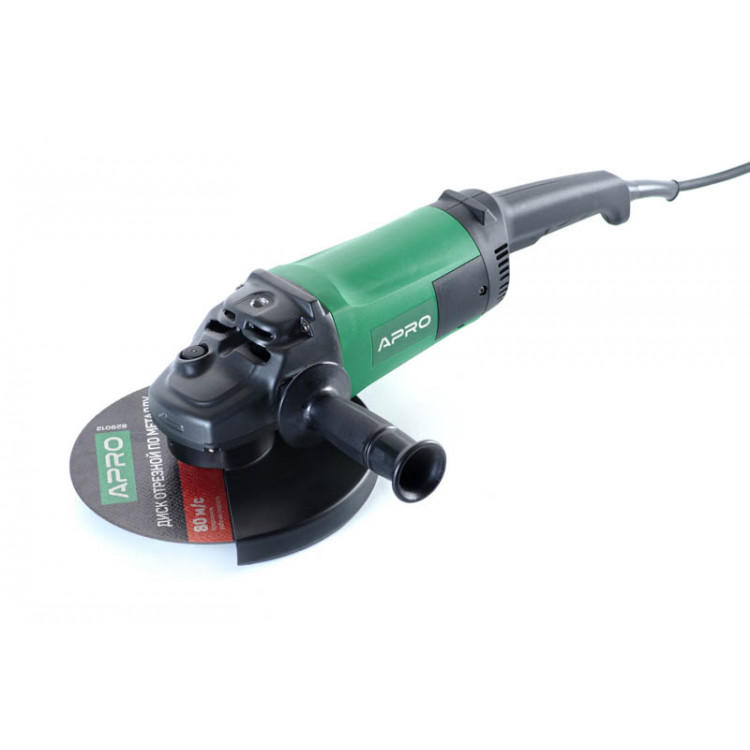 Шліфмашина кутова (болгарка) 230/3000 РМ APRO / 3000 W / 6500 об/хв / плавний пуск, запасні щітки