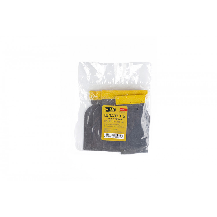 Шпатель 50, 80, 100, 120мм (4шт) без рукояті СИЛА