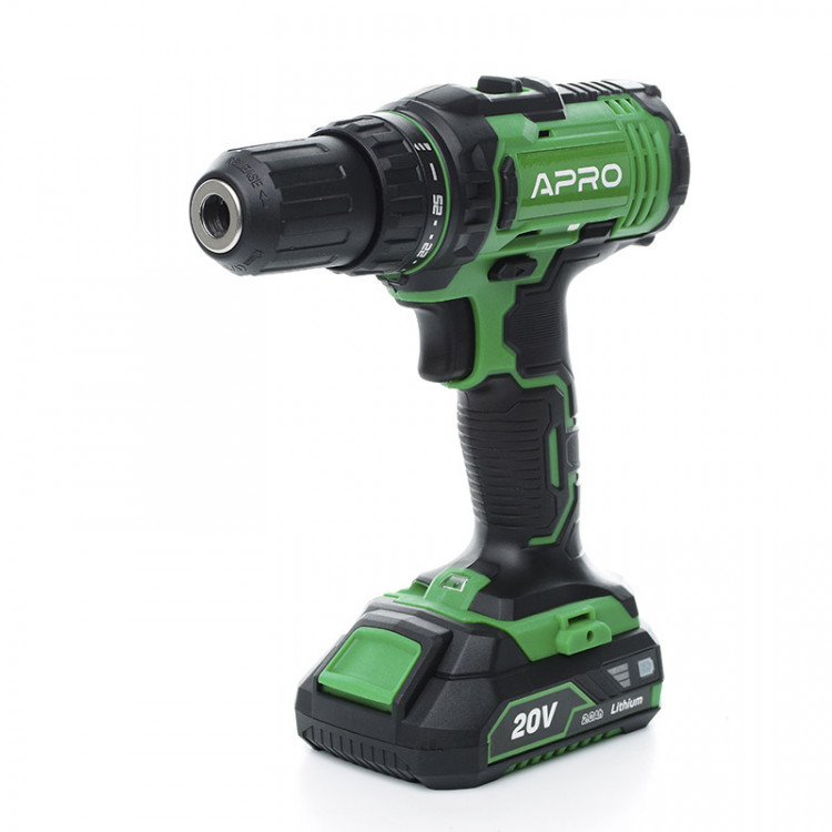 Шуруповерт-дриль акумуляторний APRO 20D/20В/2А (кейс 2АКБ, зар.устр)