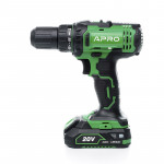 Шуруповерт-дриль акумуляторний APRO 20D/20В/2А (кейс 2АКБ, зар.устр)