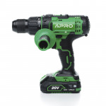 Шуруповерт-дриль акумуляторний ударний APRO 20НD/20В/2А (кейс 2АКБ, зар.устр)