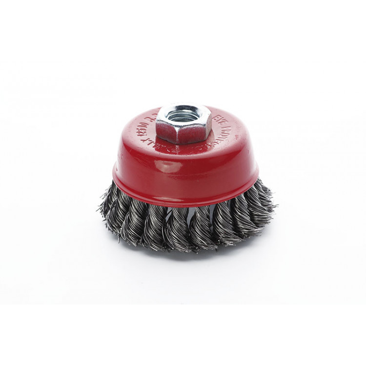 Щітка дротяна чашеподібна 75мм APRO М14*2мм (сталева кручена)