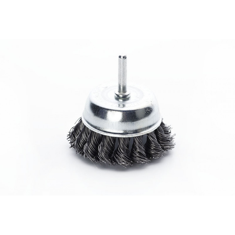 Щітка дротяна чашеподібна 65мм APRO хвостовик 6мм (сталева кручена)