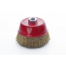 Щітка дротяна чашеподібна 100мм APRO М14*2мм (латунована)