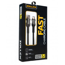 Кабель зарядний Zollex Type-C - Lightning (iPhone), 1м, (PD 20W) чорний 12205