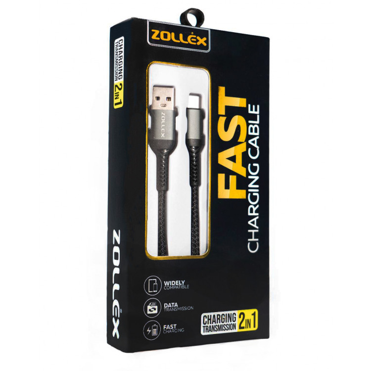 Кабель зарядний Zollex USB-A - Type-C, 1м (60W), чорний, 12206
