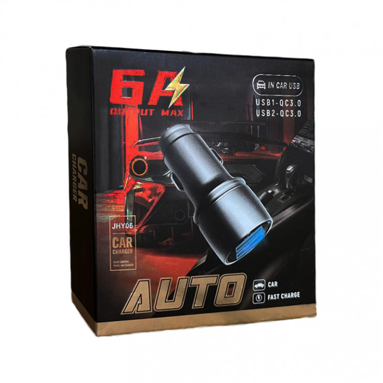 Автомобільна зарядка Zollex 2USB, 2.4A QC (30W). чорна, 12062