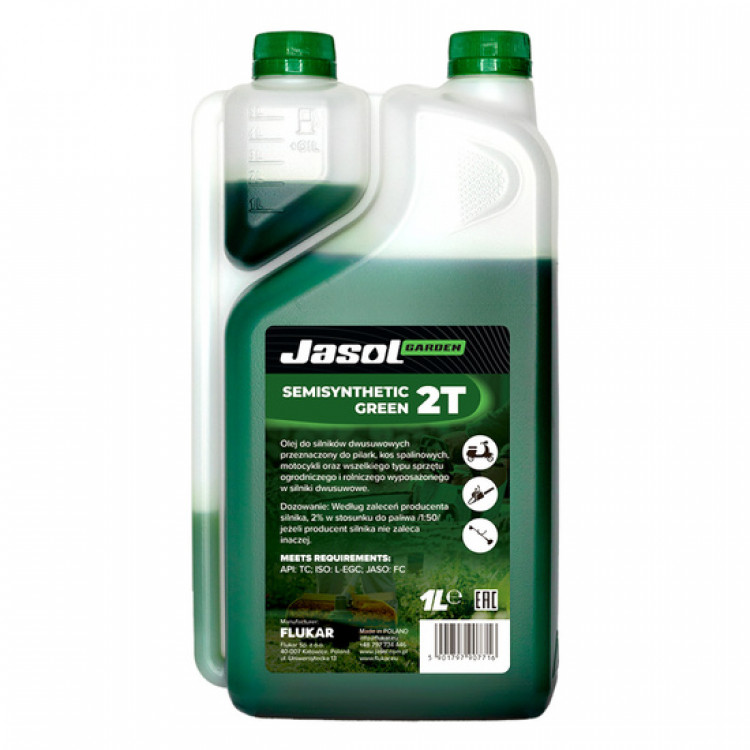 Олива для садової техніки  JASOL 2T Stroke OIL Semisynthetic TC GREEN 1л