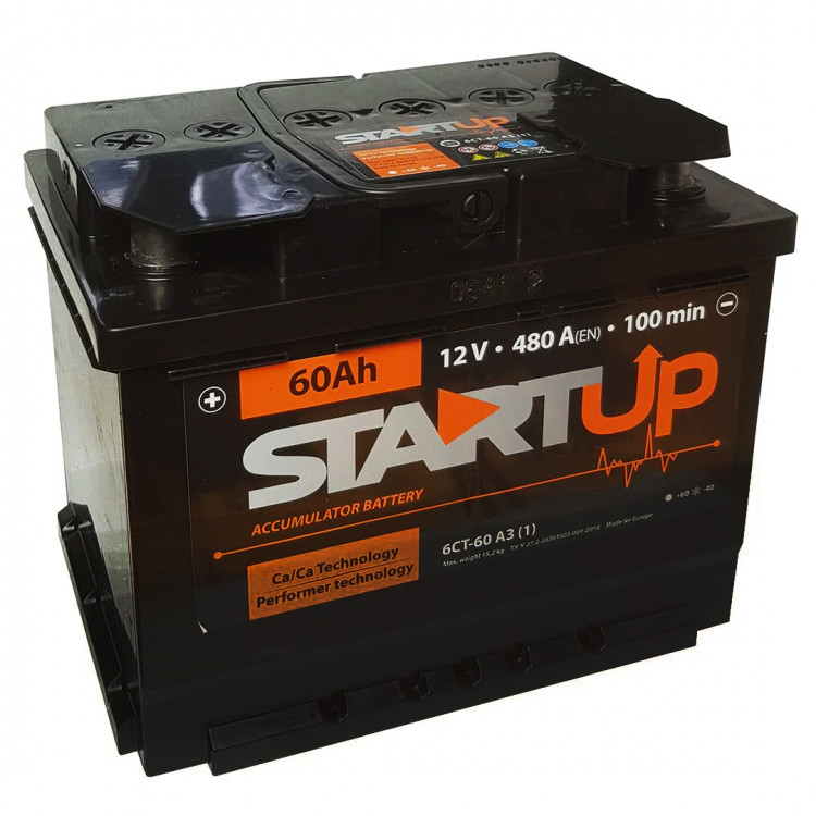 Акумулятор STARTUP  60Ah/12V (480A) +-