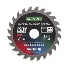 Диск пиляльний по дереву 125*1.2*22.2мм APRO PRO, 24 зуба
