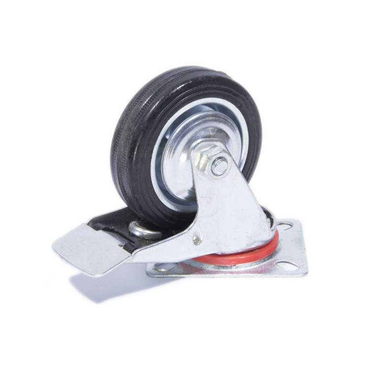 Колесо резинове з кронштейном   75 мм поворотне з тормозом