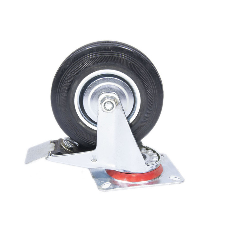 Колесо резинове з кронштейном 125 мм поворотне з тормозом