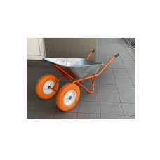 Тачка будівельна ТМ VINHOZGROUP двух колісна, 90 л 230 кг, колесо 4,00 - 8 поліуретан, підшипник d20