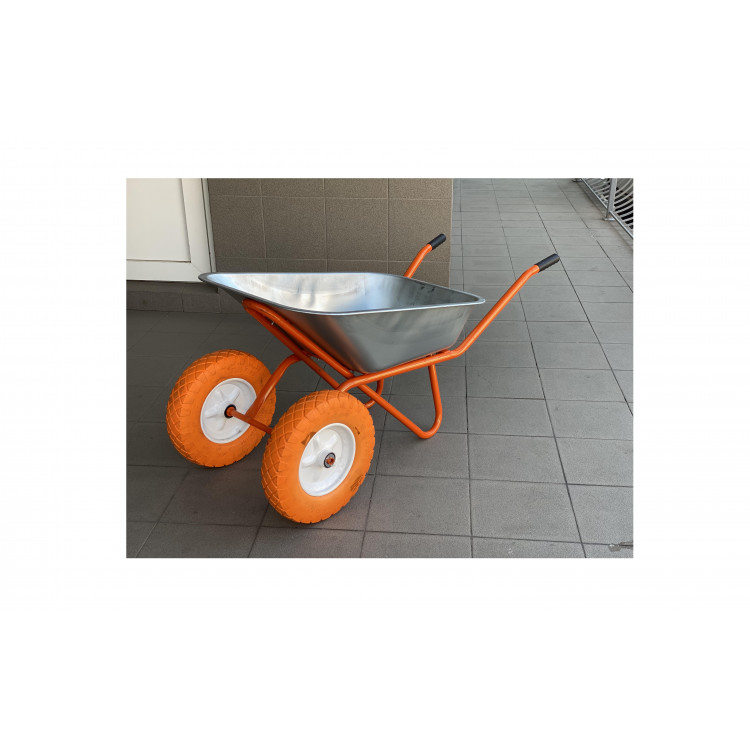 Тачка будівельна ТМ VINHOZGROUP двух колісна, 90 л 230 кг, колесо 4,00 - 8 поліуретан, підшипник d20