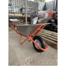 Тачка будівельна ТМ VINHOZGROUP одно колісна, 90 л 180 кг, колесо 4,00 - 8 пневматичне, підшип d20