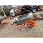 Тачка будівельна ТМ VINHOZGROUP одно колісна, 90 л 180 кг, колесо 4,00 - 8 поліуретан, підшипник d20