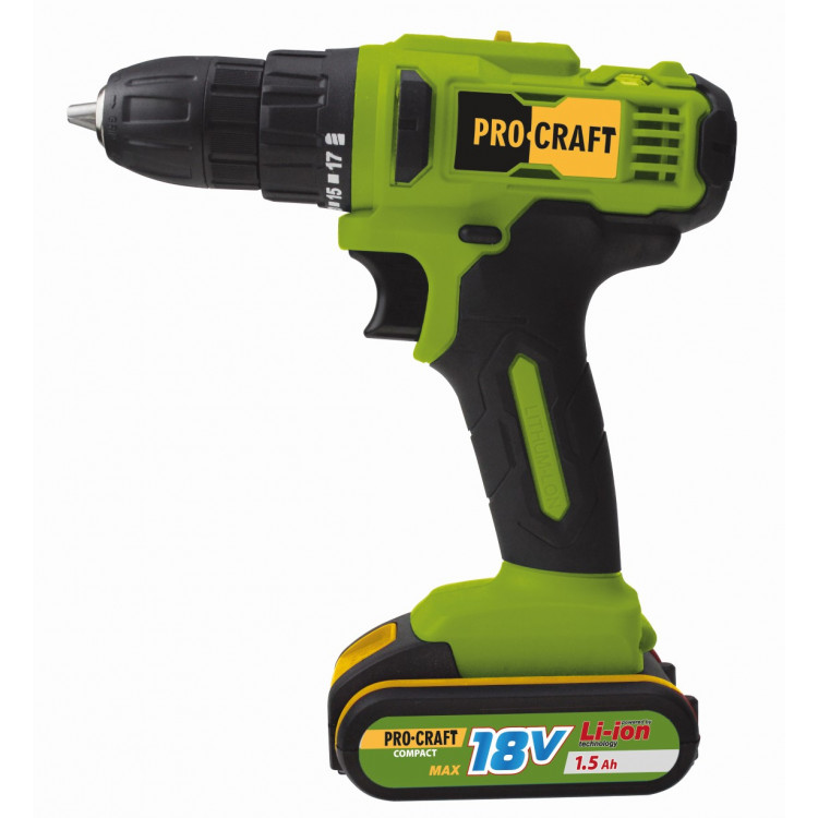 Шуруповерт акумуляторний PRO-CRAFT PA-18С compact (дві батареї)