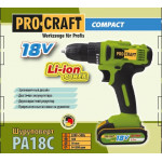 Шуруповерт акумуляторний PRO-CRAFT PA-18С compact (дві батареї)