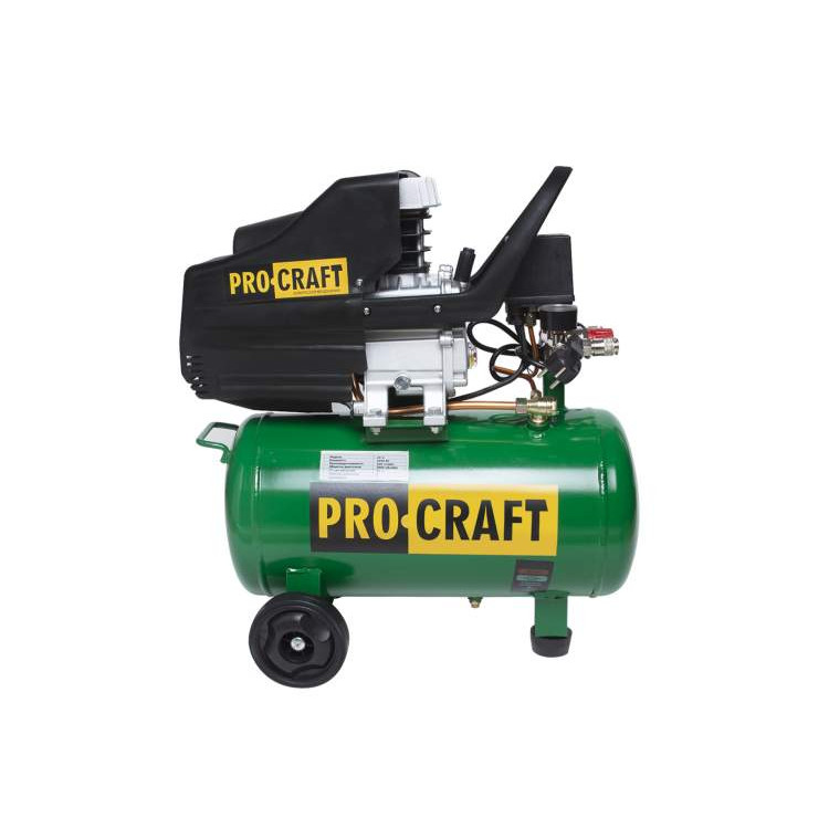 Компресор одноциліндровий 1,8 кВт 206л/хв 8бар 24л PRO-CRAFT/Циклон  2 виходи