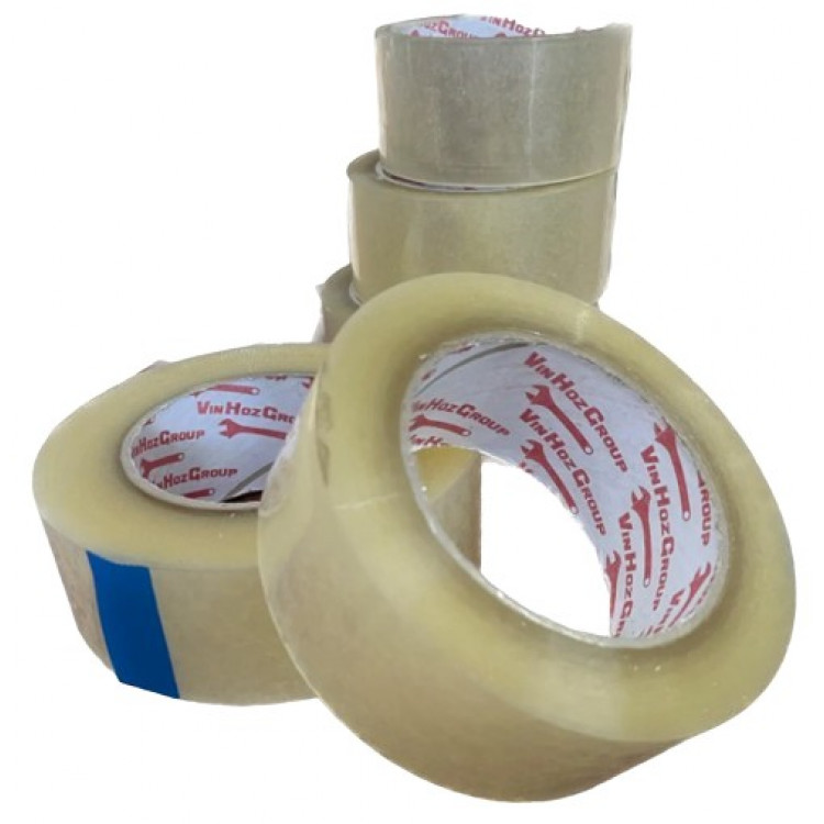 Cкотч пакувальний прозорий VINHOZGROUP 45мм*42мкм*100 м РЕАЛЬНИЙ НАМОТ (ящ 72шт/упак 6шт)