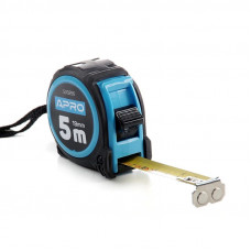 Рулетка 5 м*19 мм APRO обгумована з магнітом та автостопом