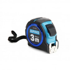Рулетка 3 м*19 мм APRO обгумована з магнітом та автостопом, подвійний зачіп