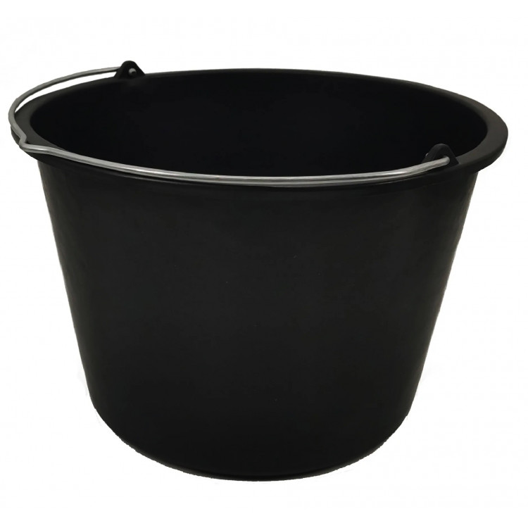 Відро господарське 12 л TM KAVOR чорне кругле з мет.ручкою та мірною шкалою (прорезинене) з лійкою