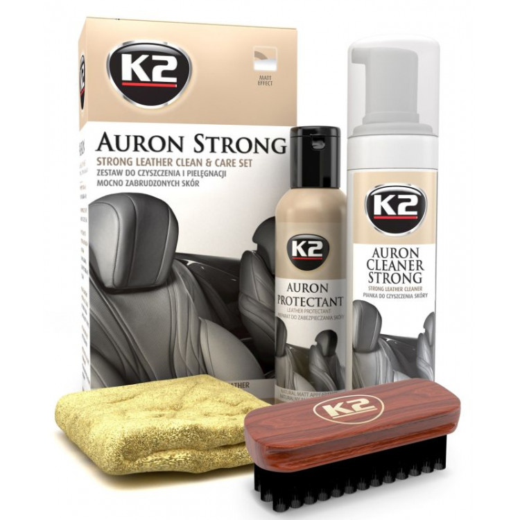 К2 Auron Strong Leather Clean&Care Set Набір для догляду за шкірян. оббивкою з щіткою/мікрофібр.G421