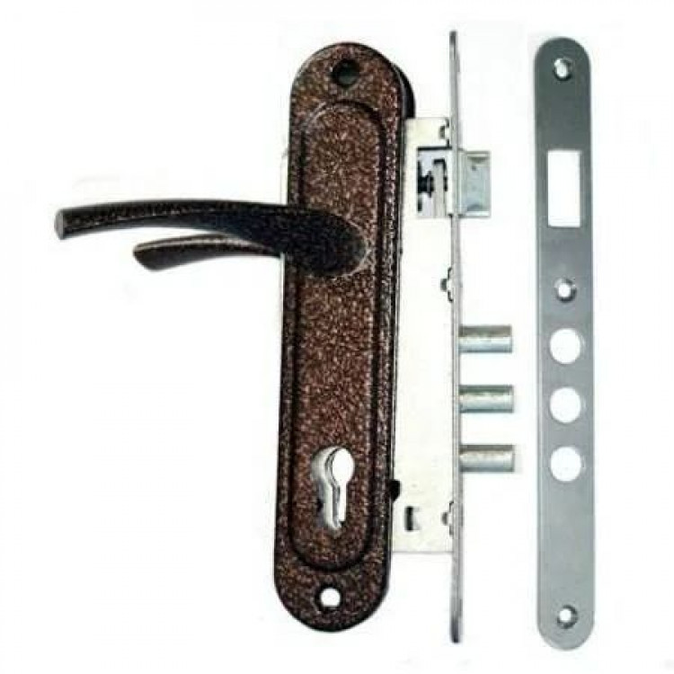 Замок врізний Аріко 85 мм кичневий