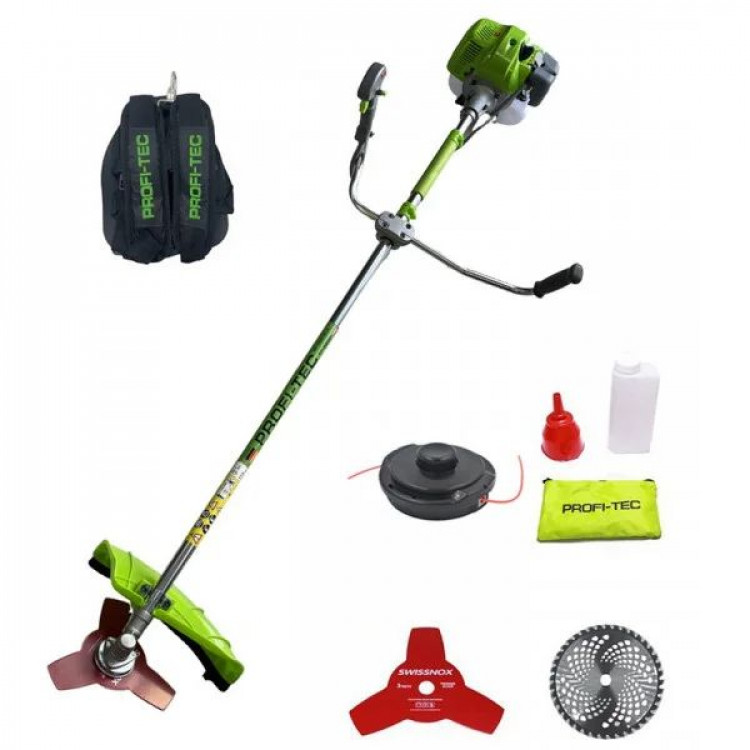 Тример бензиновий PROFI-TEC PT-5200 Professional (2 диска SWISSNOX + котушка + ранець)