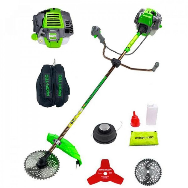 Тример бензиновий PROFI-TEC PT-5700 Professional (2 диска SWISSNOX + котушка н/а + ранець)