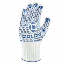 DOLONI  Рукавиці білі  в синю крапку 520