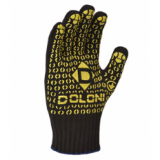 DOLONI  Рукавиці чорні  в синю крапку  667