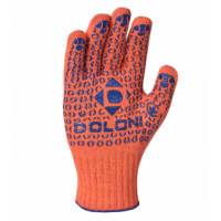 DOLONI  Рукавиці рожеві  в синю крапку 526