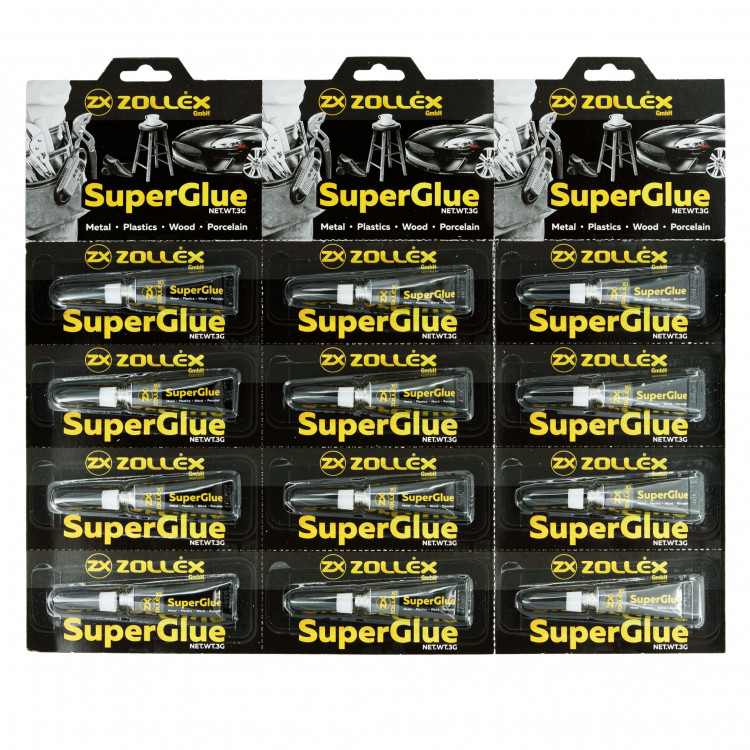Супер Клей Super Glue Zollex  3г 15020  (Планшет-12шт)