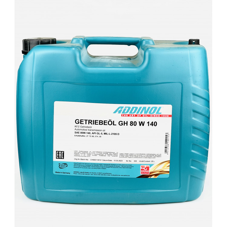 Олива трансмісійна Addinol Getriebeol GH 80W-140 20л.